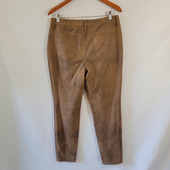 CHICO'S Women Brown Faux Leather High Rise Skinny Pants Sz 1.5/6 Fall Minimalist - Picture 2 of 11